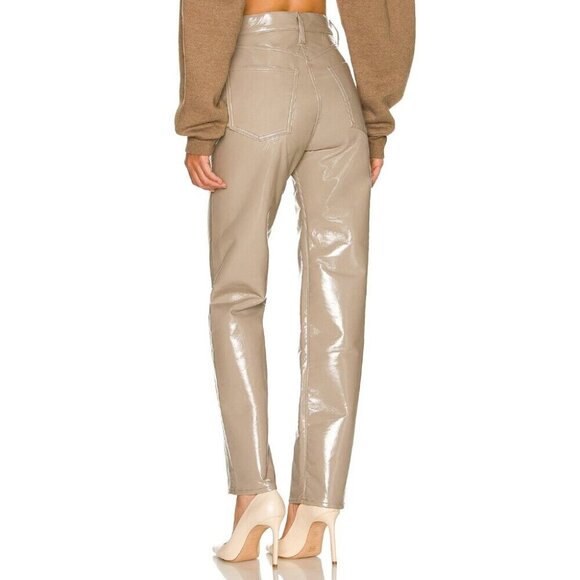 Agolde Recycled Leather 90's Pinch Waist Pants in Quail Patent | 28 - Picture 2 of 11
